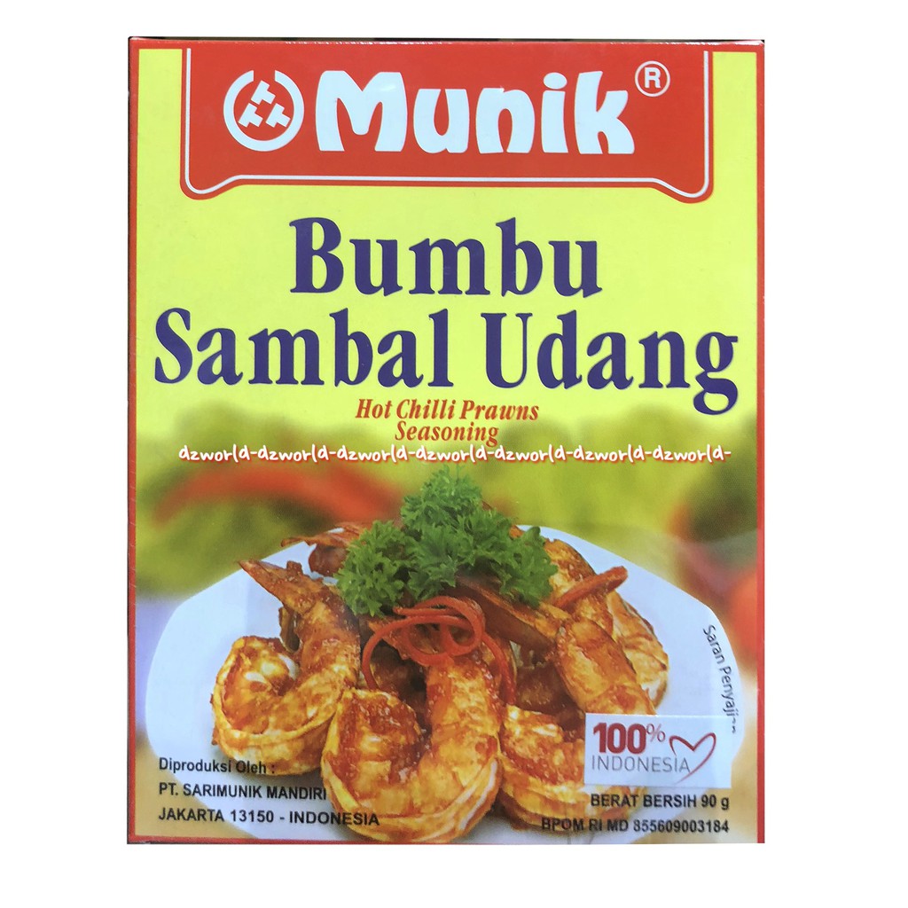 Munik Bumbu Sambal Udang Hot Chili Prawns Seasoning Bumbu Instan 90gr