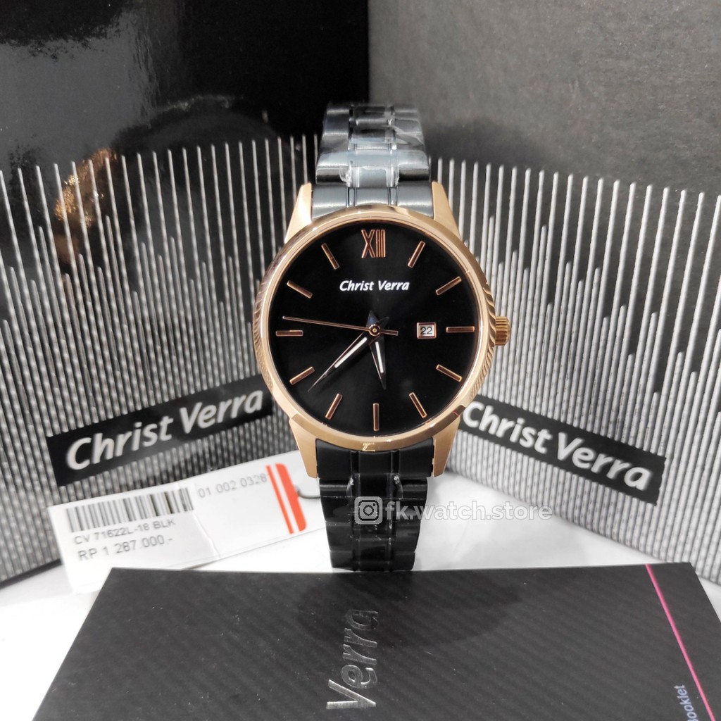 Christ Verra CV 71622L-18 BLK Original Jam Tangan Wanita Analog