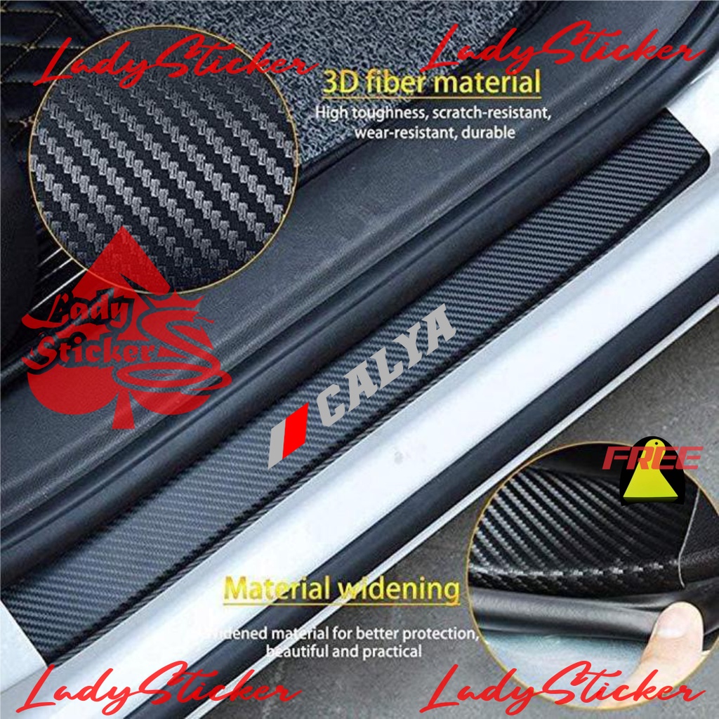STICKER STIKER SILLPLATE MOBIL CALYA STICKER SILL PLATE KARBON 3D MOBIL TOYOTA CALYA 4PCS