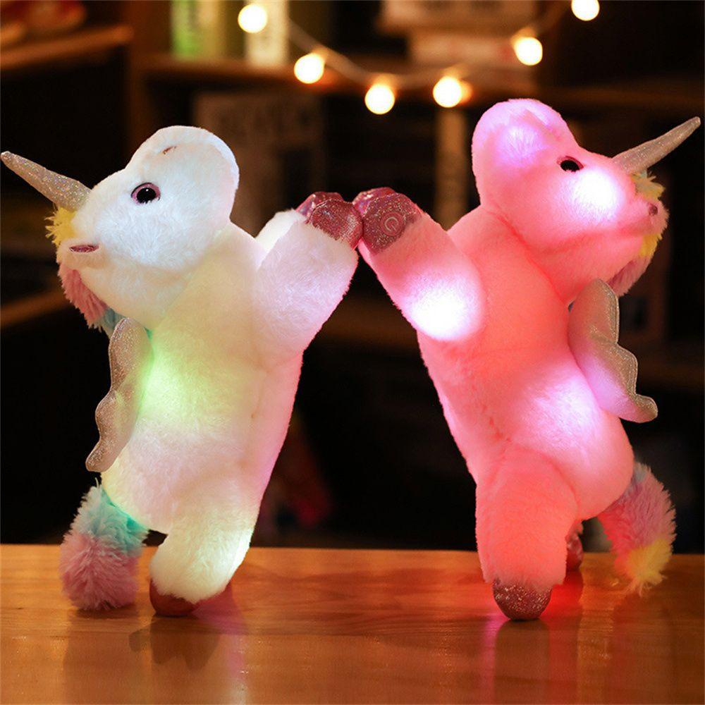 Lanfy LED Unicorn Boneka Mainan Warna-Warni 38 cm Boneka Binatang Glowing Boneka Mainan Dekorasi Unicornio Kuda Mainan