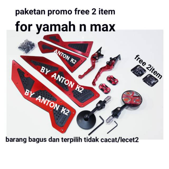 VARIASI AKSESORIS NMAX-YAMAHA N MAX OLD PIJAKAN BORDES CNC-SPION JALU-HANDLE REM-MASTER REM PAKET 4 