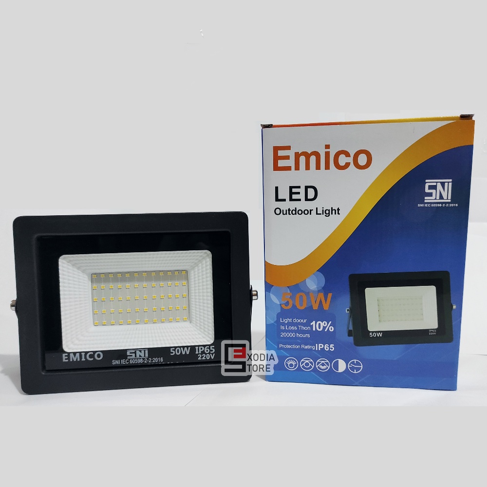 Emico Lampu Sorot SMD LED 50 watt SNI IP65 Lampu Tembak Floodlight utk Panggung / Outdoor / Taman