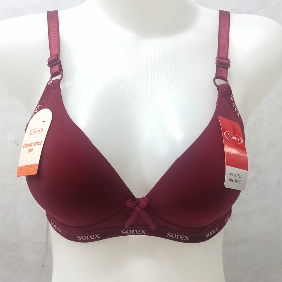 1 Pcs BH SOREX 17232 - Casual Style BRA SOREX Busa Tanpa Kawat Cup A-B Pakaian Dalam Wanita Underwear