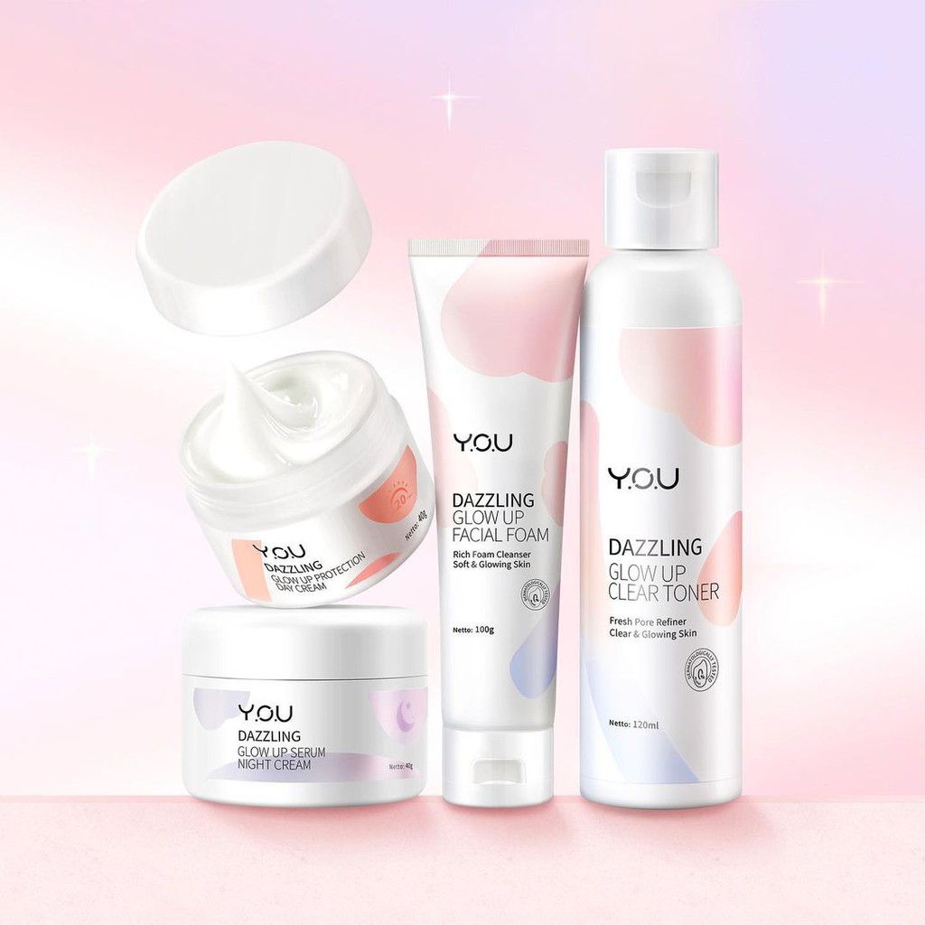 Y.O.U DAZZLING GLOW UP SERIES (BODY CREAM, CREAM DAY/NIGHT, FACIAL FOAM, TONER, BB CREAM, TONE UP SPRAY)