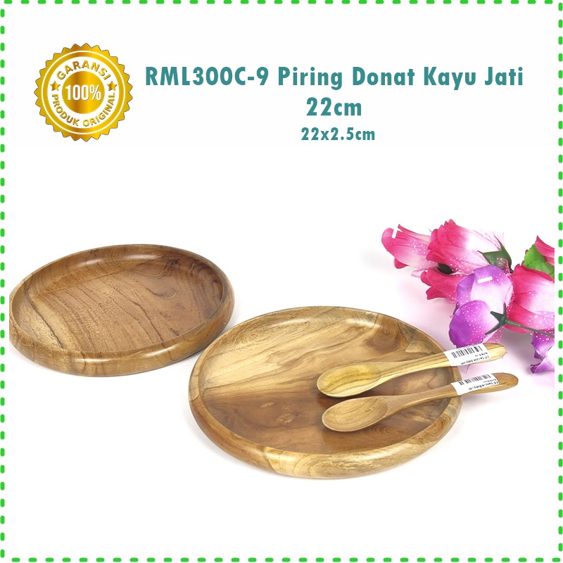 Piring Donat Bulat Kayu Jati Asli 18cm &amp; 22cm