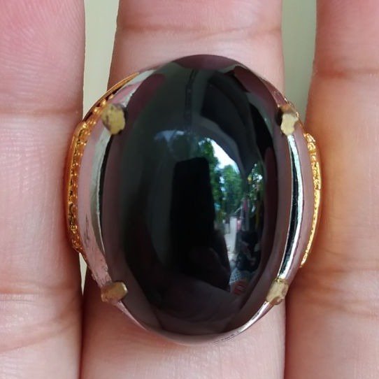 Cincin Batu Akik Galih Kelor Hitam Asli dan Natural