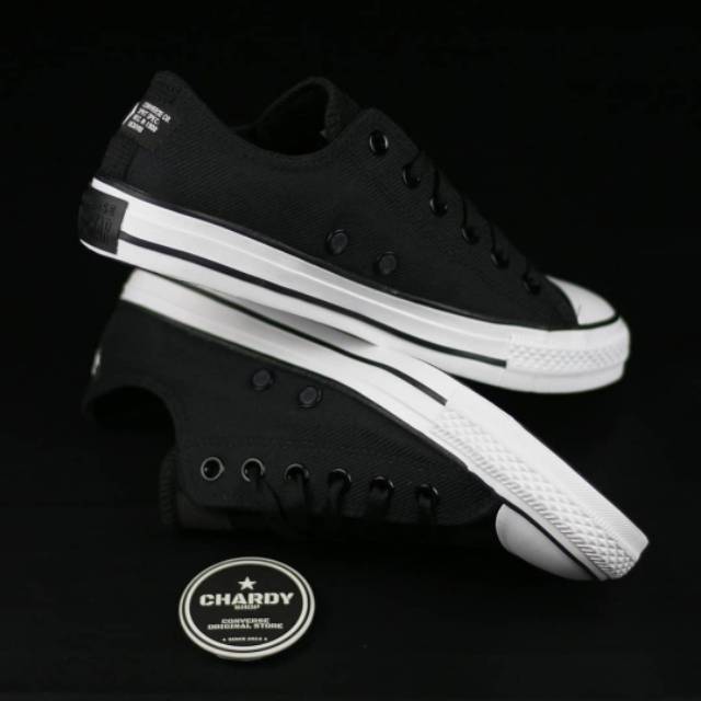 Sepatu Sneakers Pria CONVERSE CT AS Ox Twill-Textile Black White Original 166240C