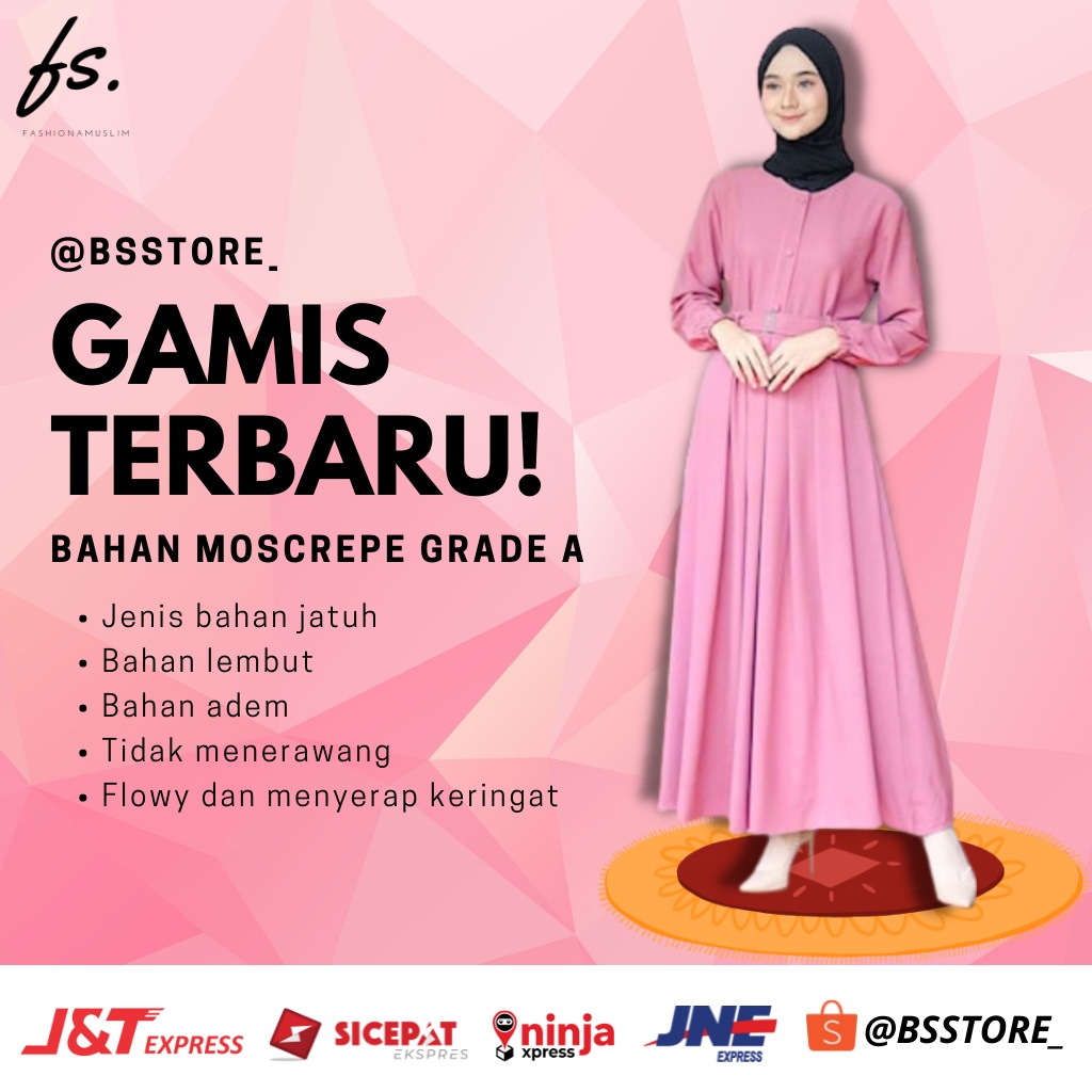 Atasan Pakaian Gamis Buku Muslimah Muslim Wanita Katun Rayon Polos Rempel Premium Jumbo   Original F