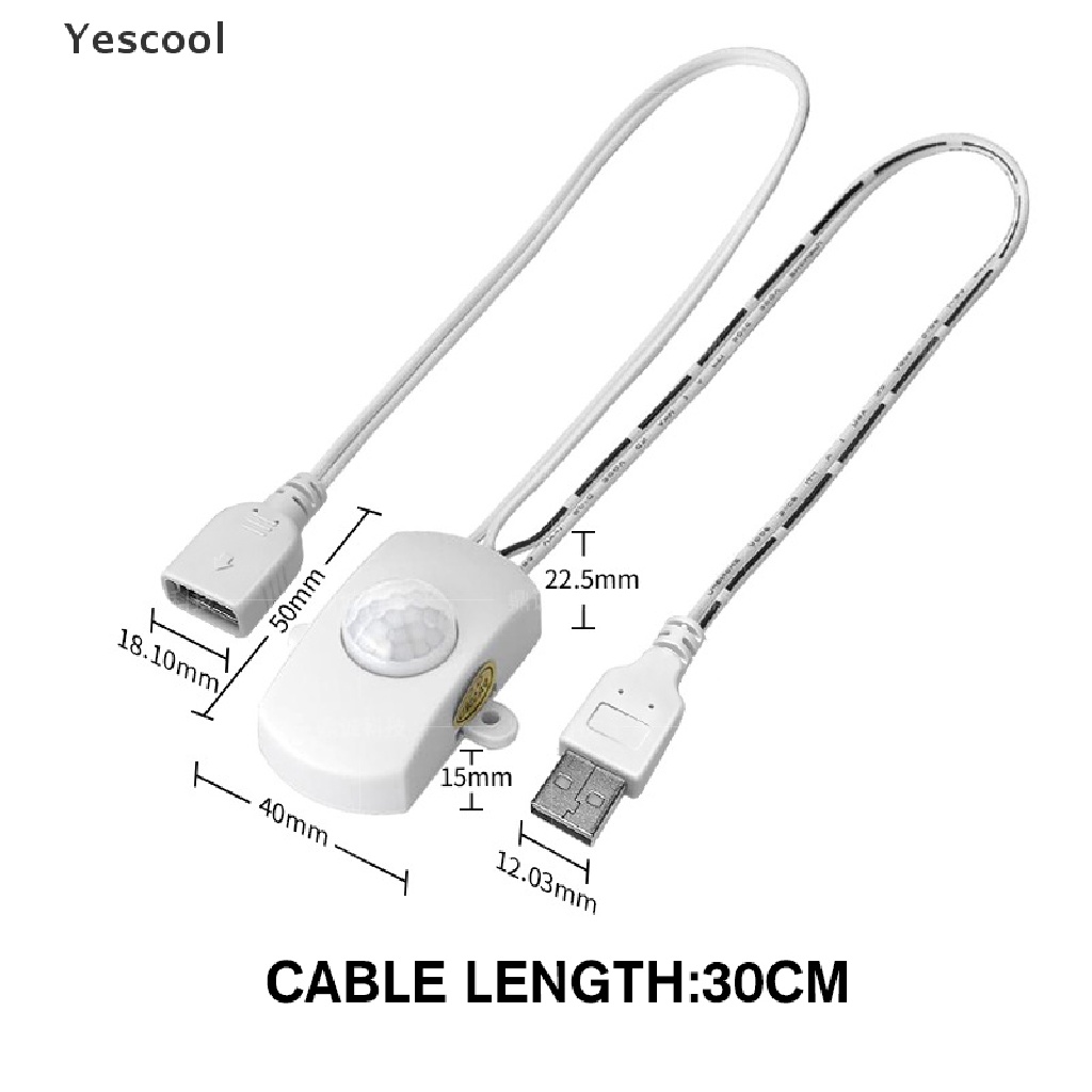 Yescool Switch Sensor Gerak PIR Inframerah DC 5 / 12 / 24V Untuk Lampu Strip