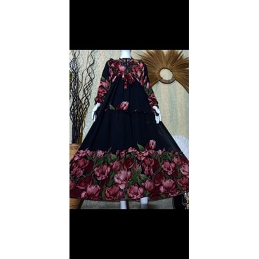 Gamis ceruty bunga Tulip