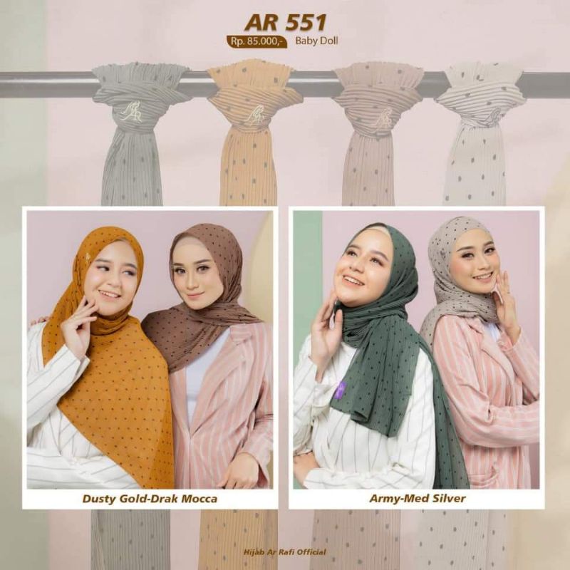 Bergo hijab jilbab kerudung pashmina pliskit terlaris terbest terbaru 2021 Arrafi Ori 2021 AR-551 Ne