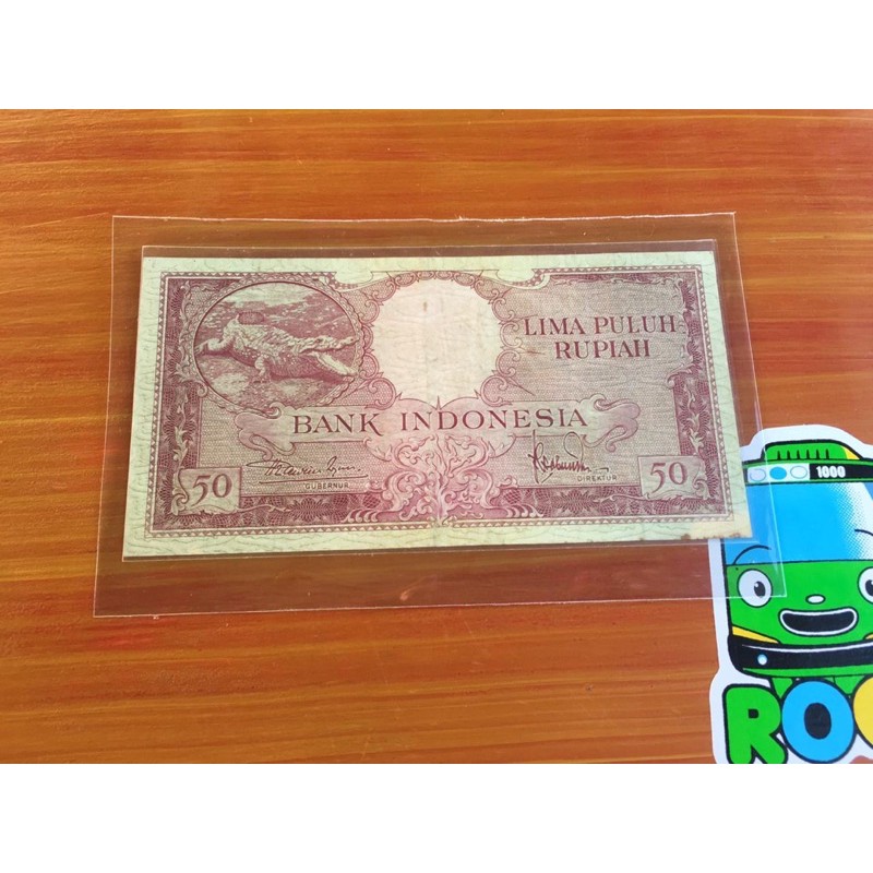 Uang Kuno 50 Rupiah Buaya Seri QV17878 Cantik