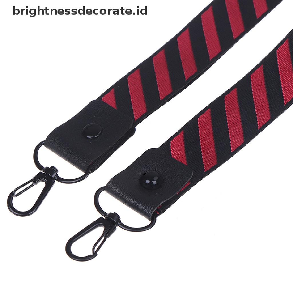 Tali Lanyard Leher Pergelangan Tangan Motif Garis Untuk Kunci Kartu ID Ponsel