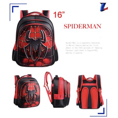 Tas Anak Sekolah TK SD Ransel 3D Size  12 &quot;14&quot; - 16&quot; Besar Avengers Spiderman Batman Captain Impor 3521