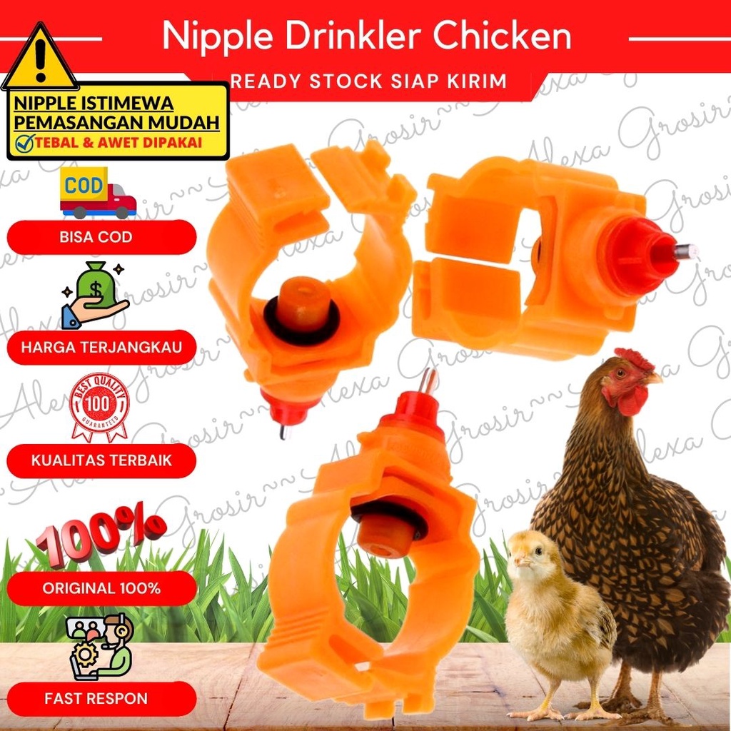 Nipple Tempat Minum Ayam Petelur Broiler Puyuh Tanpa Mangkok - ALEXAGROSIR