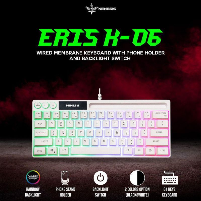 Keyboard mini RGB with stand holder NYK Nemesis ERIS K-06