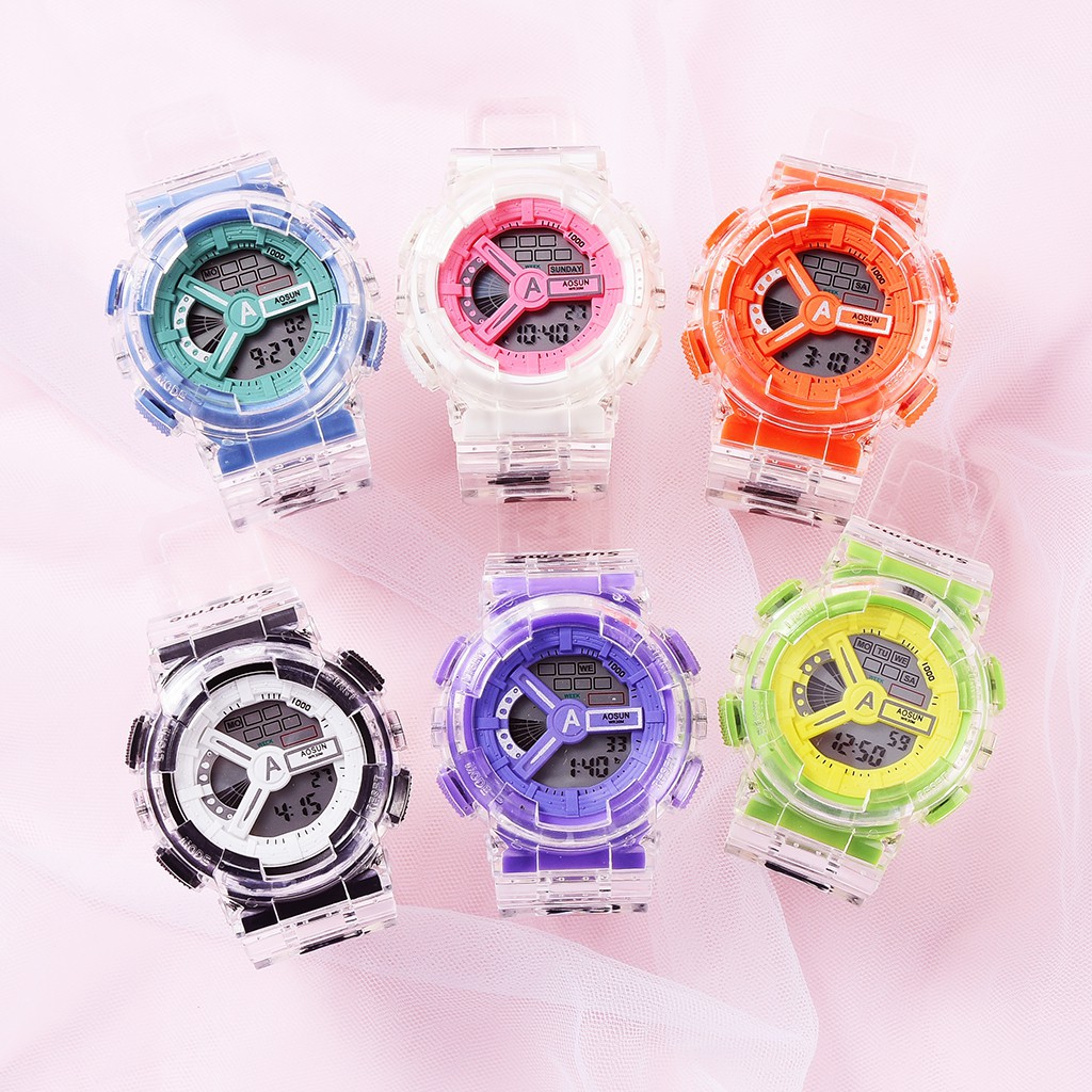 ✅COD Jam Tangan Wanita Quartz Digital Superme Gaya Korea Strap Rubber Waterproof