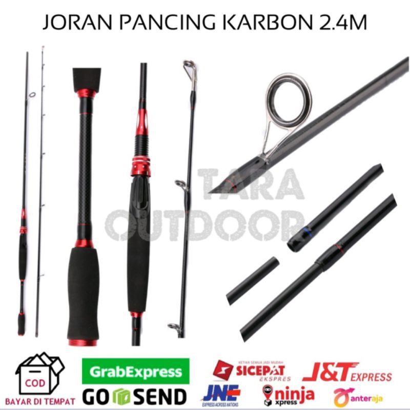 joran pancing karbon bagan laut 2.4m 2 segmen