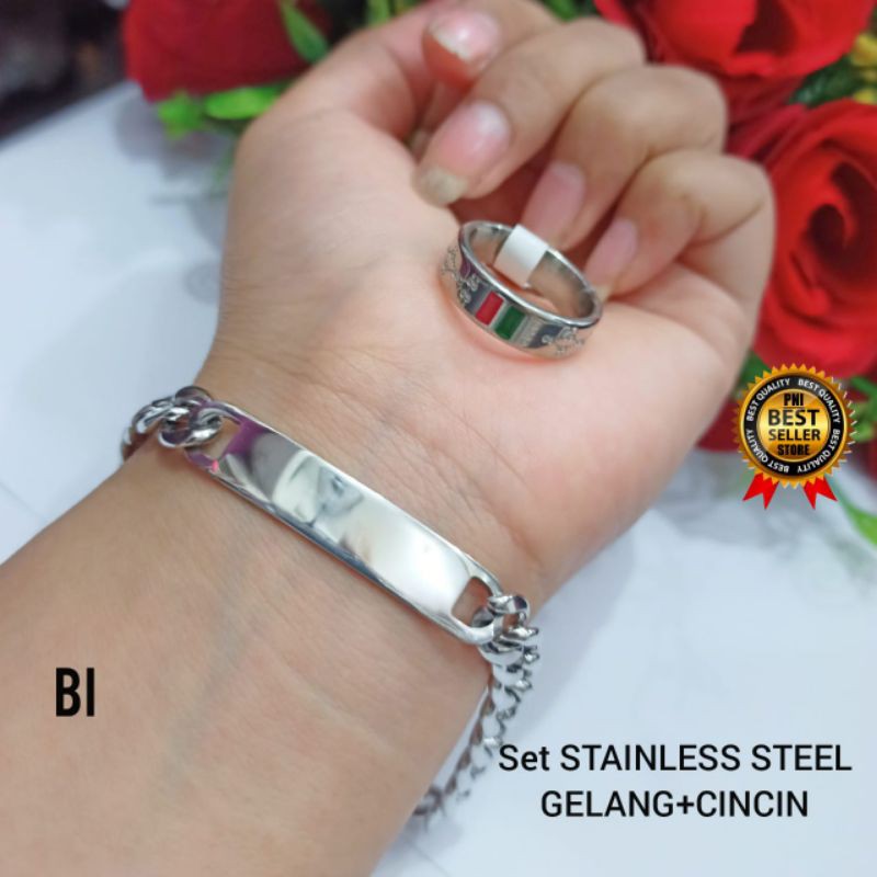 Gelang tangan Titanium rantai asli stainless Free Cincin Anti karat motif pilihan