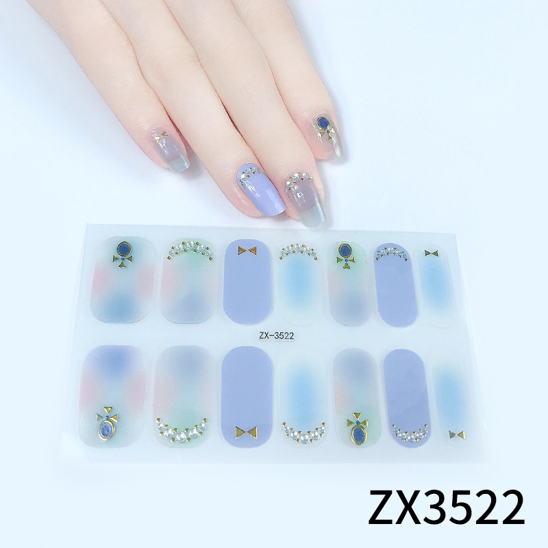 Stiker Kuku 3d Motif Berlian / Mutiara Warna Gradasi Tahan Air Untuk Nail Art / Manicure DIY