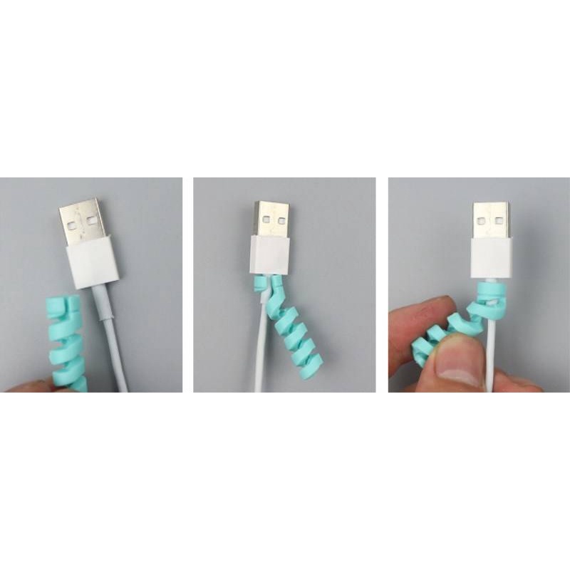 Pelindung Kabel Charger Flexible Bentuk Spiral Warna Acak Untuk Iphone / Apple Watch