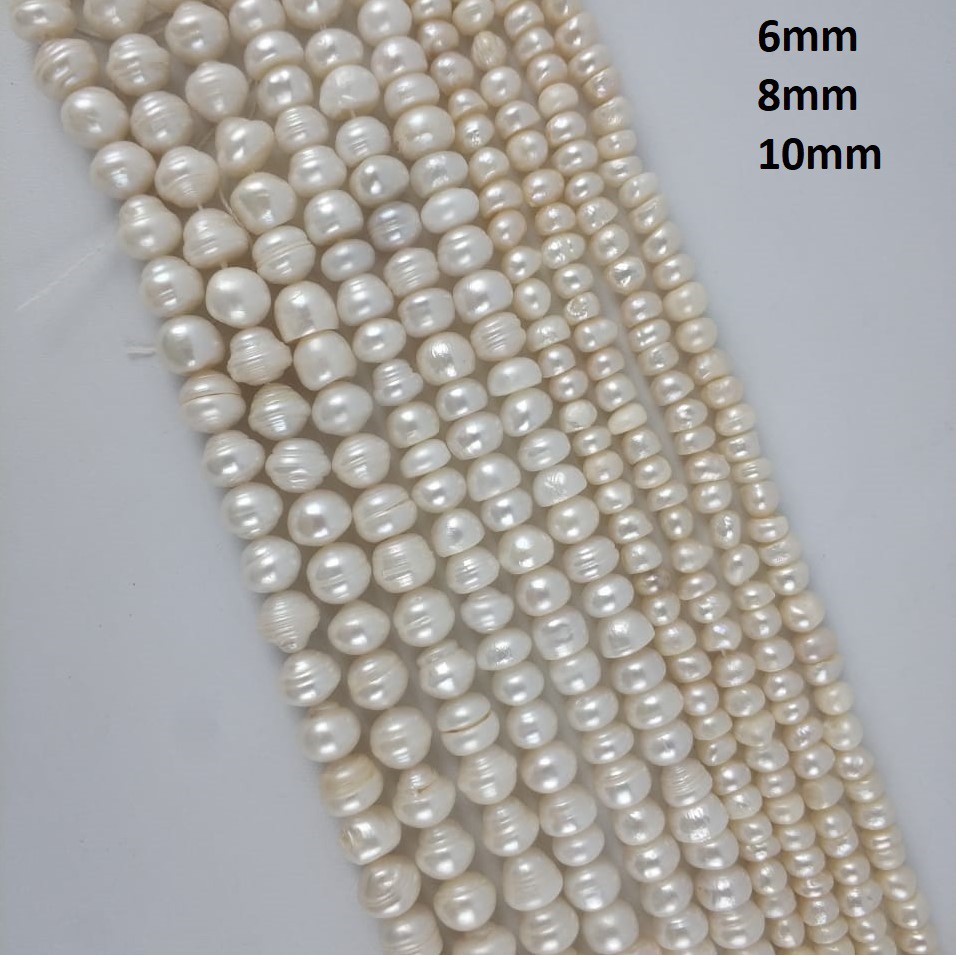 Mutiara Air Tawar  Model Gepeng Uk 6 - 10mm Harga/String