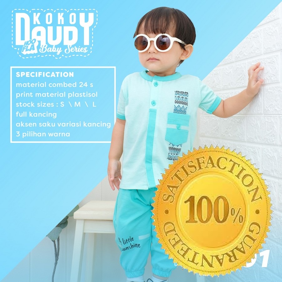 SET PAKAIAN BAJU KURTA KOKO MUSLIM ANAK LAKI LAKI LENGAN PENDEK DAUDY SET KOKO BAYI LUCU PREMIUM ORI