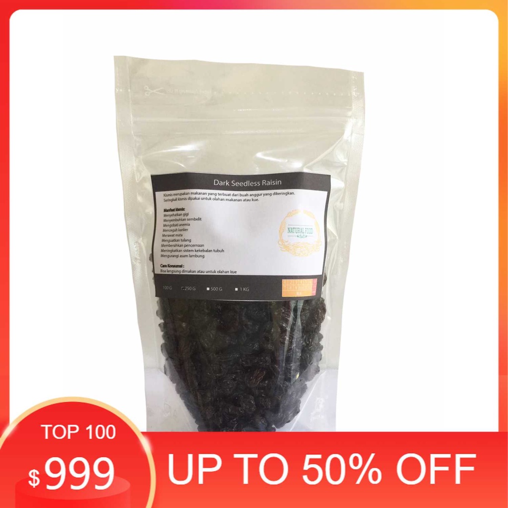 

Terlaris Dark Seedless Raisin (Kismis Hitam Tanpa Biji) 250 gr