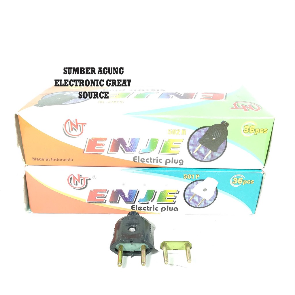 Steker Gepeng ENJE 502H Electric Plug NJ Colokan Mini Hitam Putih 502