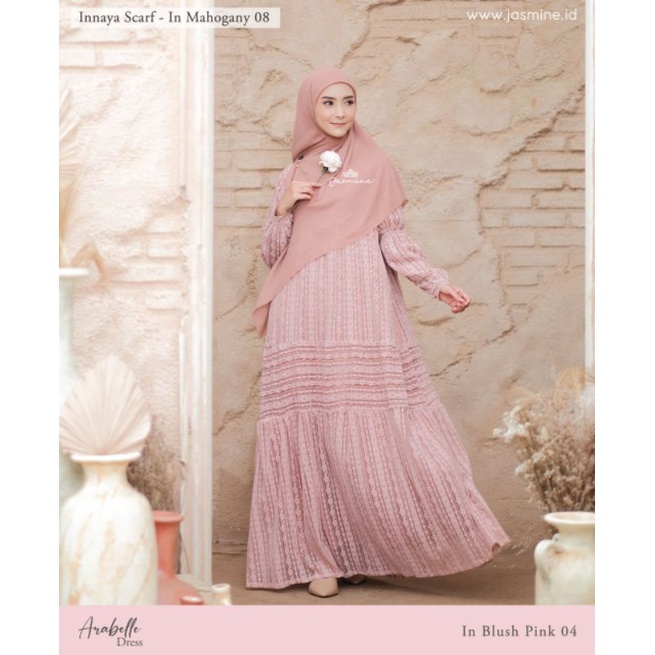 Gamis Arabelle dress size XS-S ori Jasmine busana muslim busui bahan feuilles lace nyaman dipakai