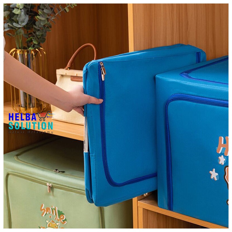 STORAGE BOX Karakter 66 Liter Tempat Penyimpanan Pakaian Selimut Bedcover Kotak Lipat Serbaguna Double Zipper Large Container Box