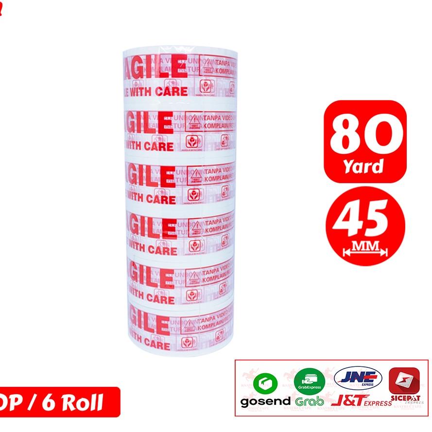

❤[Layak Dibeli!!!]❤Lakban OPP Tape / Lakban Fragile KSATRIA Tape 45mm x 80 Yard (1 Slop)