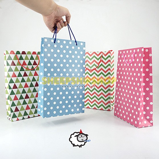 

[OBRAL] TAS KERTAS POLKADOT ZIGZAG Paper Goddie Bag Kantong Duplek Bingkisan Hadiah Gift