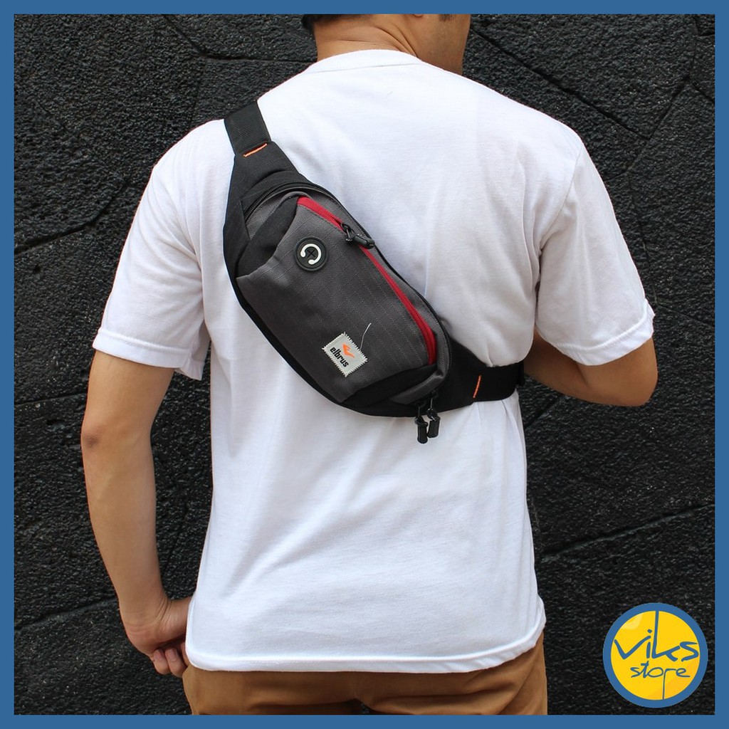 Tas Pinggang Pria / Cowok Slempang Selempang Waist Bag Bahu Casual Multifungsi Original Elbrus Premium Tas Sunmori Tas Motor