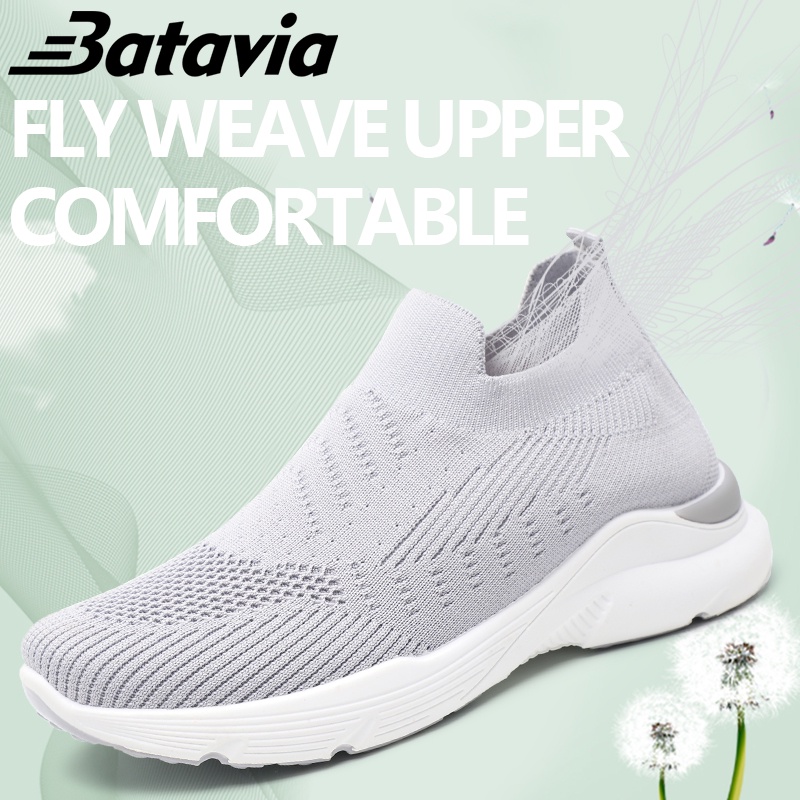 （COD）Batavia Impor Baru Sepatu Wanita Sneakers Bernapas Tipis Kasual Mesh Rajutan fashion Sepatu Wanita Sepatu Lari A24