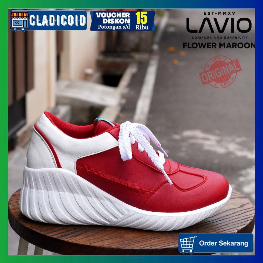 SEPATU SNEAKERS WANITA KOREA MODEL TERBARU OUTDOOR JALAN NONGKRONG LAVIO FLOWER ORIGINAL