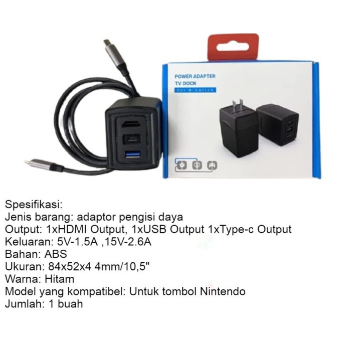 Terlaris❤❤ gaming/mobile legend/free fire/pubg/ Nintendo Switch All In Power Adapter TV Dock Portabl