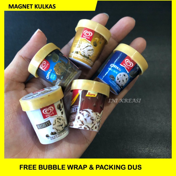MAGNET MINIATUR TEMPELAN KULKAS CUP ICE CREAM WALLS