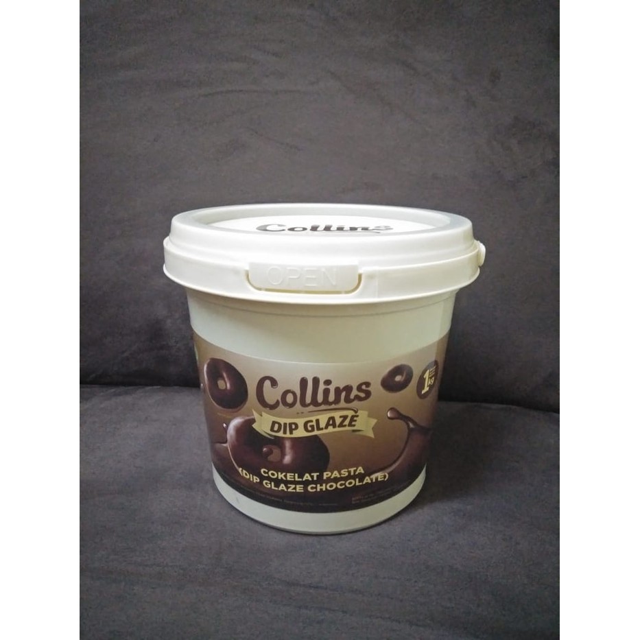 

COLLINS DIP GLAZE DARK CHOCOLATE 1 KG topping donat kue roti