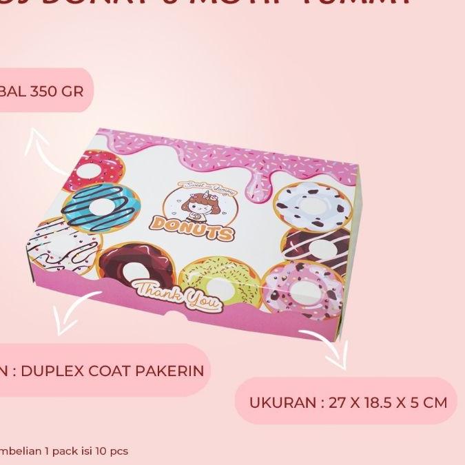 

(10 LEMBAR) DUS DOS DONAT MOTIF ISI 6 27 X 18,5 X 5CM , BOX DONAT, KEMASAN DONAT