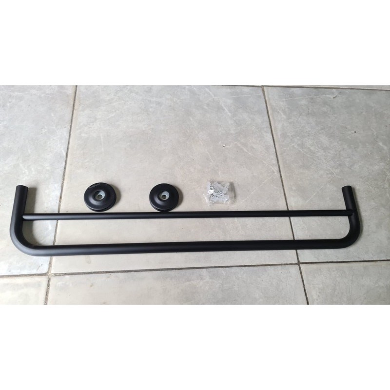 rak handuk fiorentino 9602 stainless / black hitam 2 baris 60cm