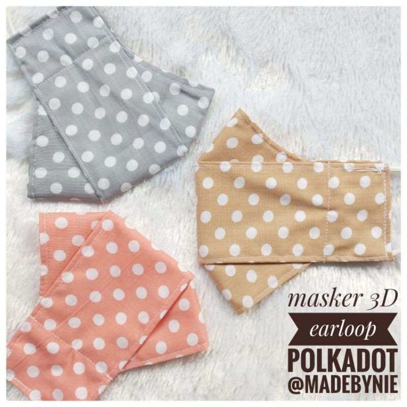 Masker Kain Katun 3D earloop Size L standar utk dewasa wanita dan remaja @madebynie