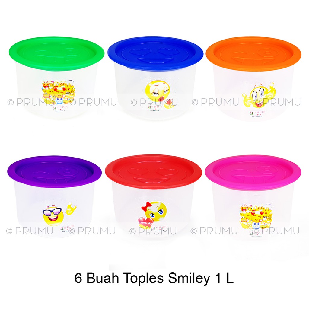 6 Toples Plastik 1 Liter - Toples Makanan - Toples Bening - Toples Jar - Toples Kue - Plastic Jar