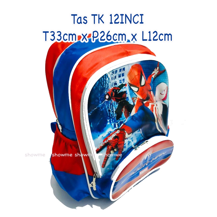 Showme Tas Ransel Anak Sekolah TK 12,5inci Karakter Spiderman