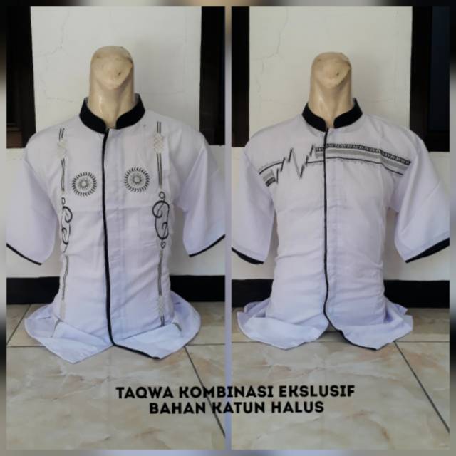 HEM TAQWA LENGAN PENDEK PUTIH DEWASA PRIA BAHAN KATUN BERKUALITAS