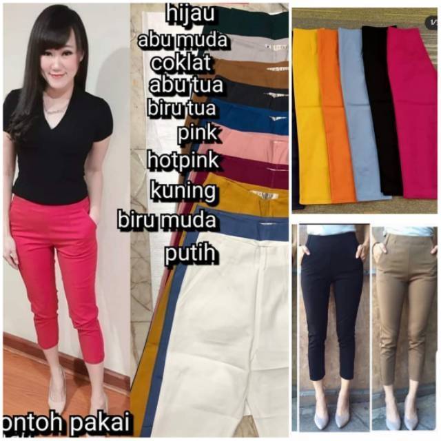 HW pants 7/8 zipper samping merk chokdee celana wanita fashion murah import bkk bangkok