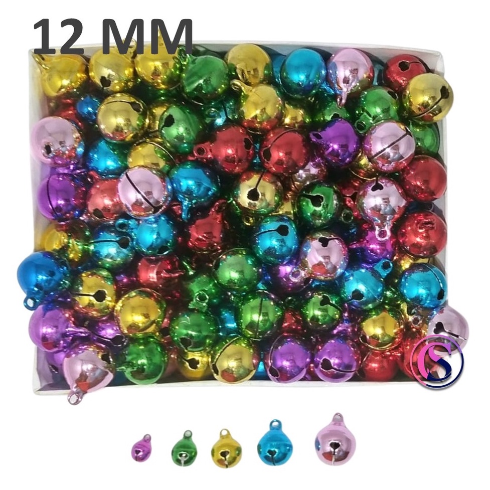 [ Isi 12 biji ] Lonceng 12 mm / 1.2 cm warna / perak / emas mini / bell kecil