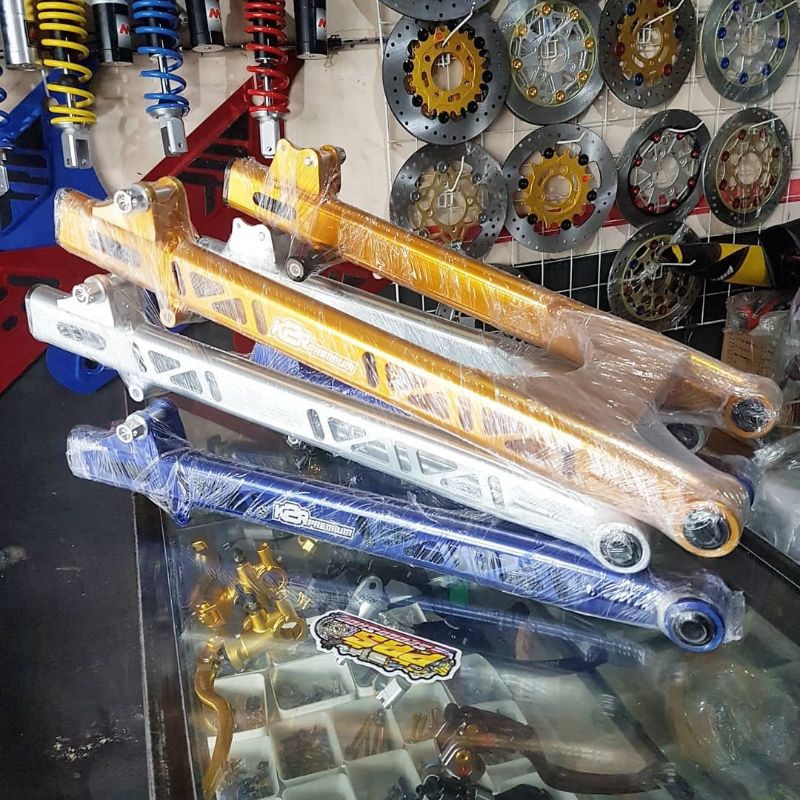 swing arm kawahara k2r coak lubang drag jupiter vega vizr swingarm gold silver biru ungu blue