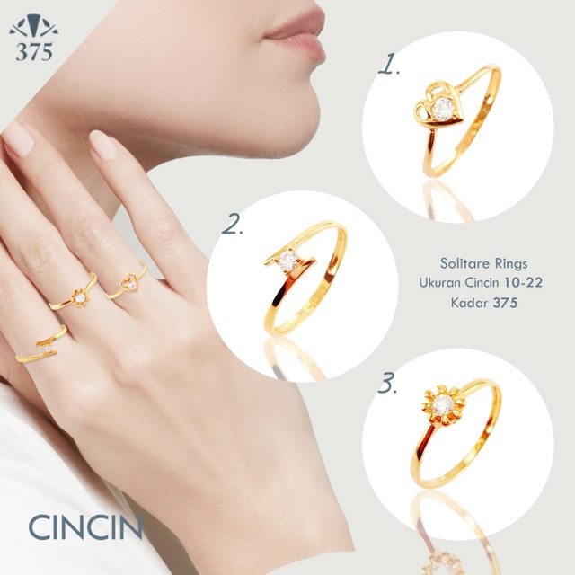 CINCIN DESI CINCIN SOLITAIRE 2 ELEGANT EMAS ASLI