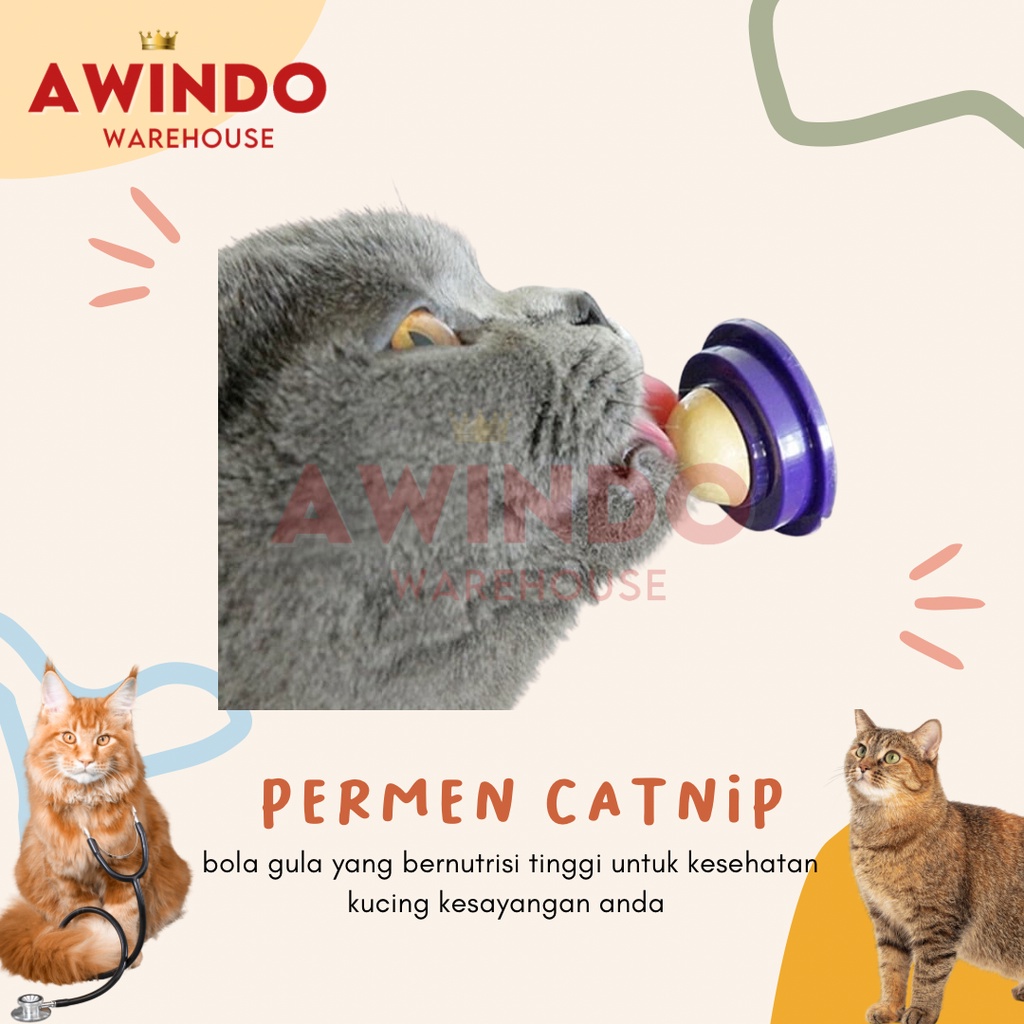 PERMEN CATNIP - Makanan Permen Bola Gula Catnip Cemilan Kesehatan Kucing Cat Kitten